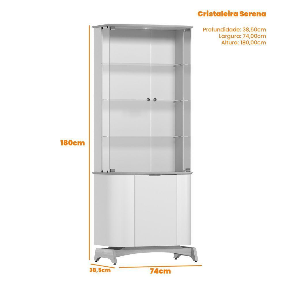 Cristaleira Para Sala De Jantar Com Portas Em Vidro Serena Ypê - New Ceval - 3