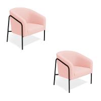 Poltrona Sala Industrial Alta Preto Kit 2 Stella Suede Rosa Bebê D03 - D'rossi - 2