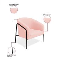 Poltrona Sala Industrial Alta Preto Kit 2 Stella Suede Rosa Bebê D03 - D'rossi - 3