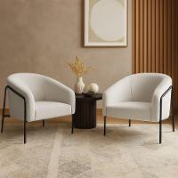 Poltrona Sala Industrial Alta Preto Kit 2 Stella Bouclê Cinza D03 - D'rossi - 1