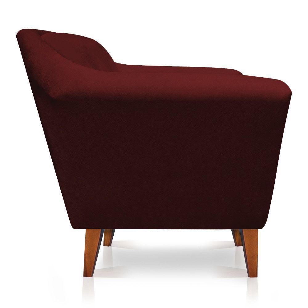 Poltrona Decorativa Lorena Suede Pés Castanho Marsala - 5