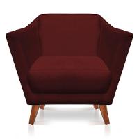 Poltrona Decorativa Lorena Suede Pés Castanho Marsala - 3