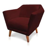 Poltrona Decorativa Lorena Suede Pés Castanho Marsala