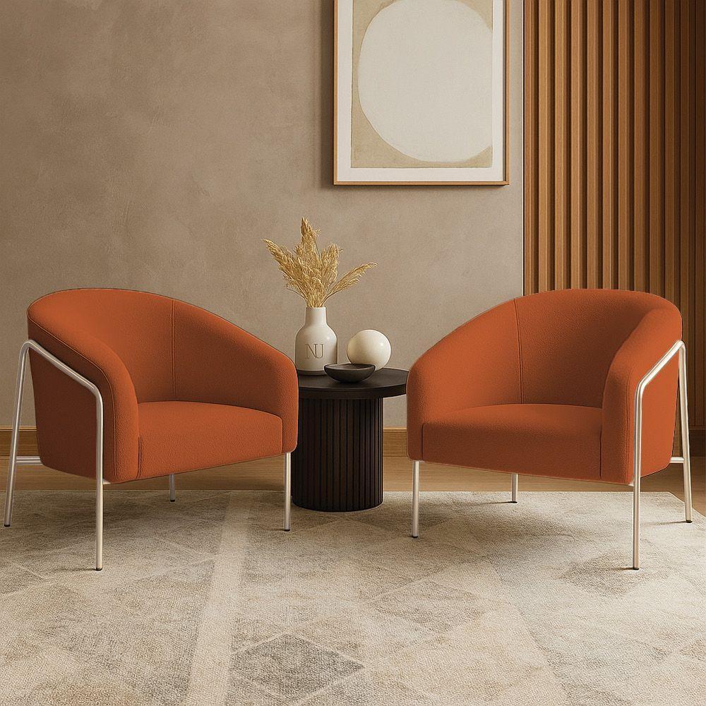 Poltrona Sala Industrial Alta Champanhe Kit 2 Stella Bouclê Terra D03 - D'rossi - 1