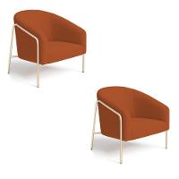 Poltrona Sala Industrial Alta Champanhe Kit 2 Stella Bouclê Terra D03 - D'rossi - 2