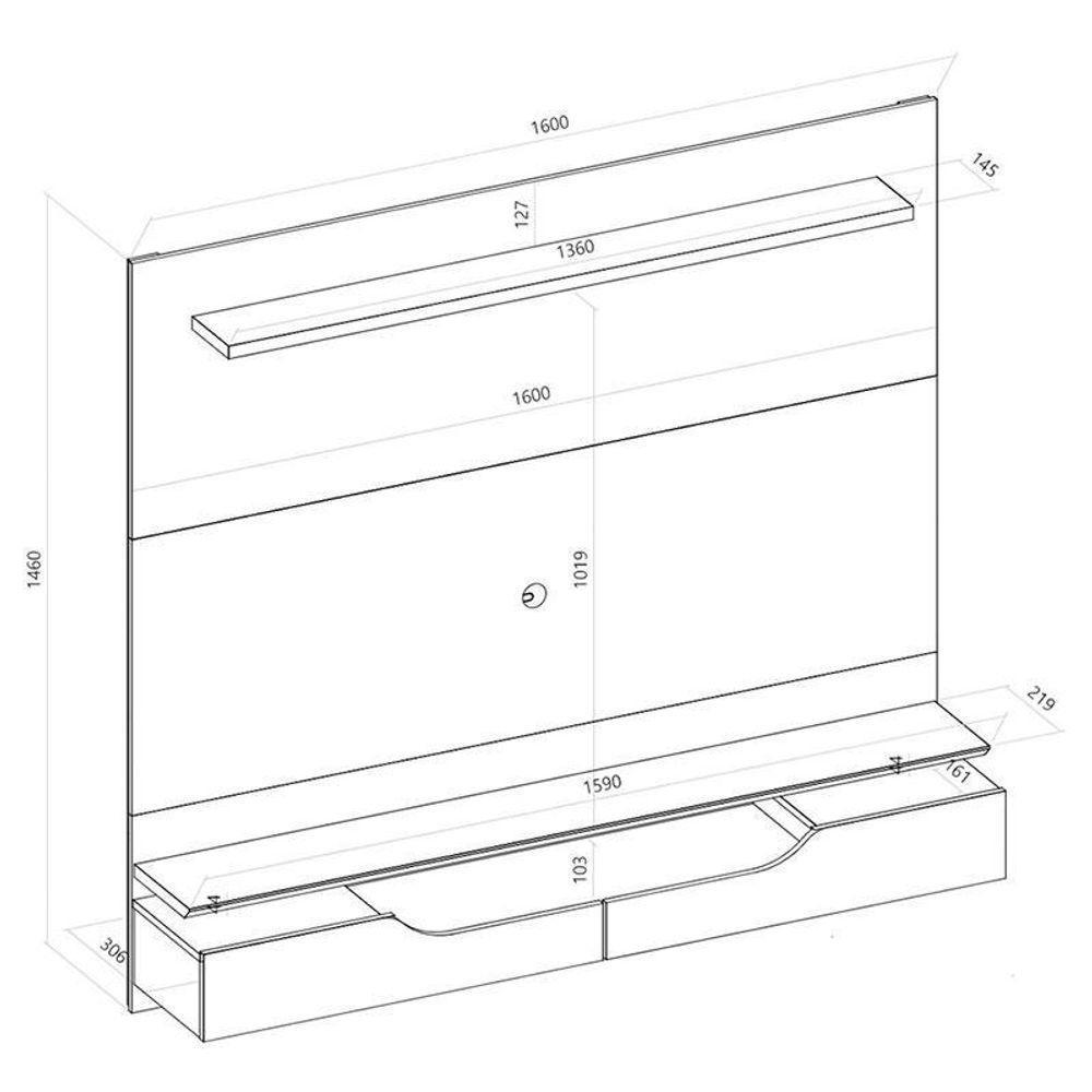 Painel Para Tv Levi Off White Freijó E Aparador Buffet Brise Freijó Off White – Dj Móveis - 4