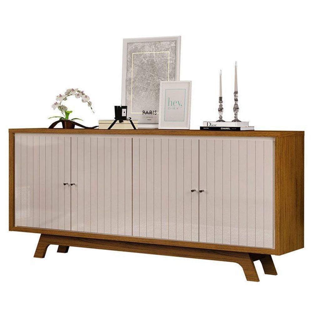 Painel Para Tv Levi Off White Freijó E Aparador Buffet Brise Freijó Off White – Dj Móveis - 5