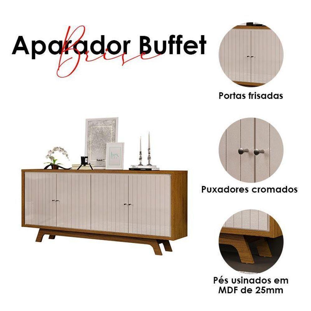 Painel Para Tv Levi Off White Freijó E Aparador Buffet Brise Freijó Off White – Dj Móveis - 6