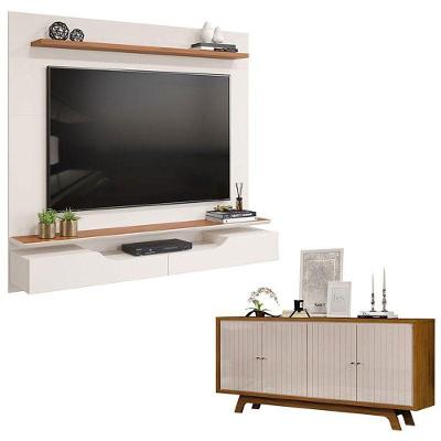 Painel Para Tv Levi Off White Freijó E Aparador Buffet Salle Freijó Off White – Dj Móveis