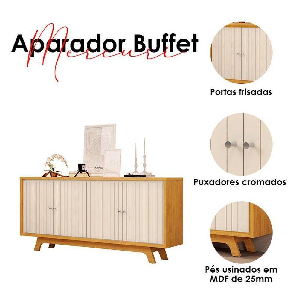 Painel Para Tv Suspenso Nando Cedro E Aparador Buffet Mercuri Cedro Off White – Dj Móveis - 6