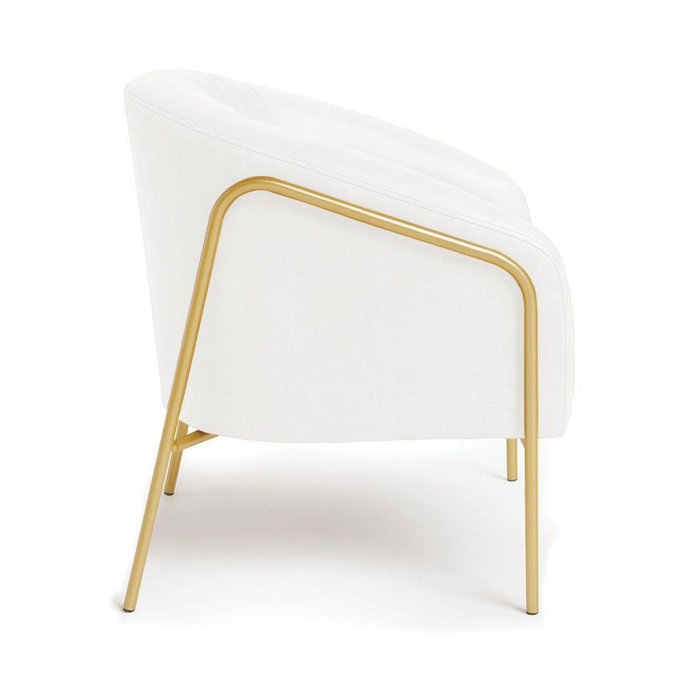 Poltrona Sala Industrial Alta Dourado Kit 2 Stella Sintético Pu D03 - D'rossi Cor Branco - 6