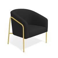 Poltrona Sala Industrial Alta Dourado Kit 2 Stella Veludo Preto D03 - D'rossi - 5