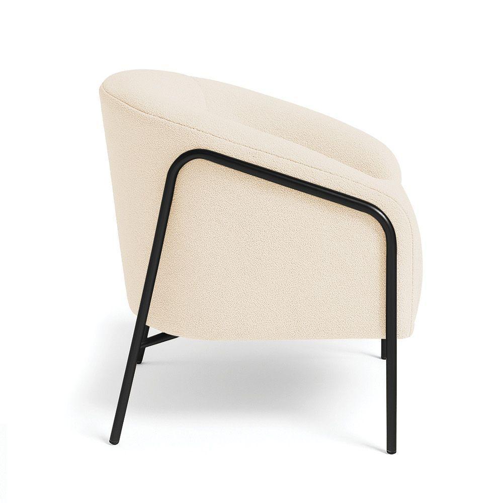 Poltrona Sala Industrial Alta Preto Stella Bouclê D03 - D'rossi Cor Bege - 5