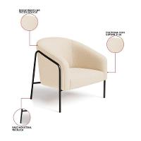 Poltrona Sala Industrial Alta Preto Stella Bouclê D03 - D'rossi Cor Bege - 3