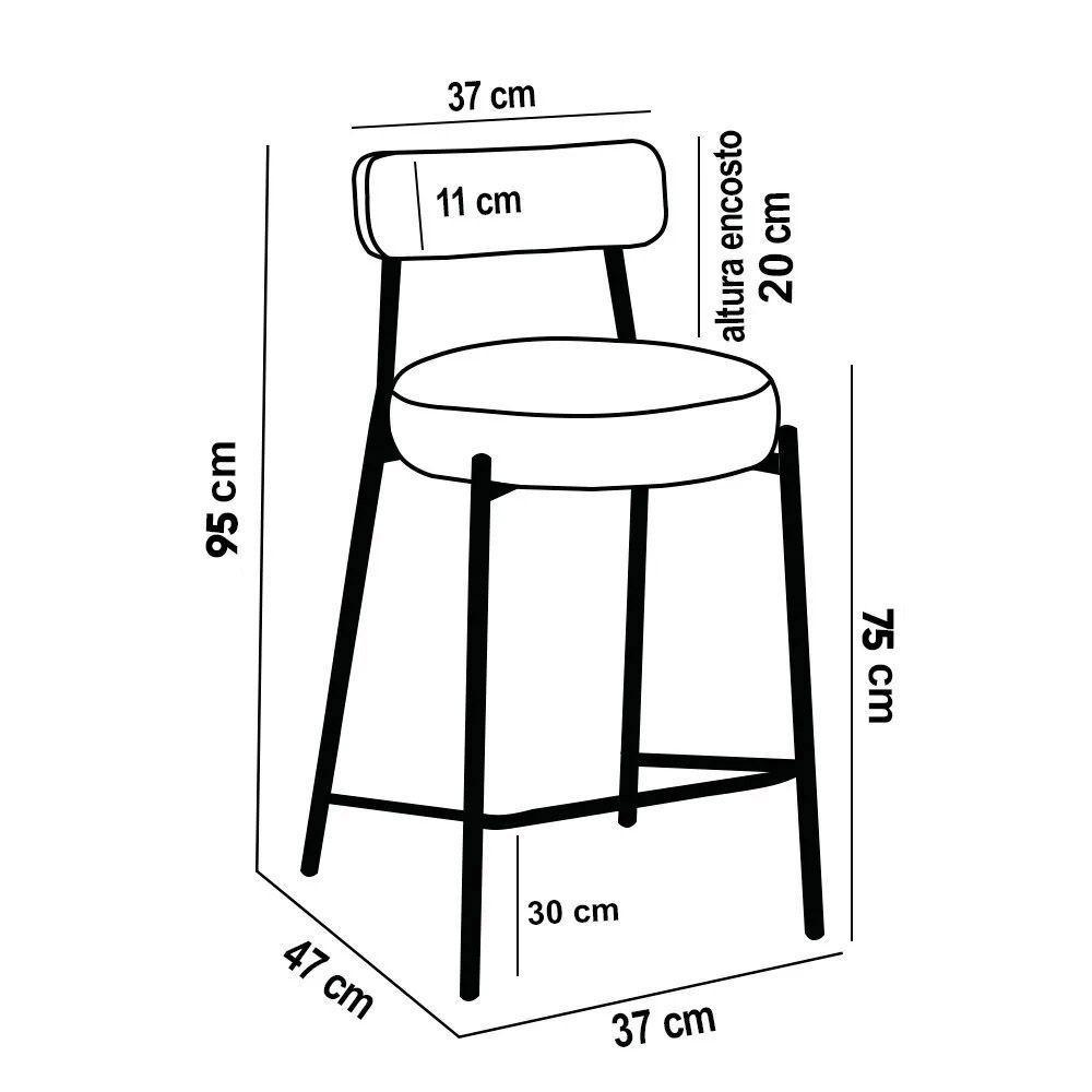 Banqueta Cozinha Alta Com Encosto Industrial Champanhe Kit 4 Londres Pu D03 - D'rossi Cor Branco - 4