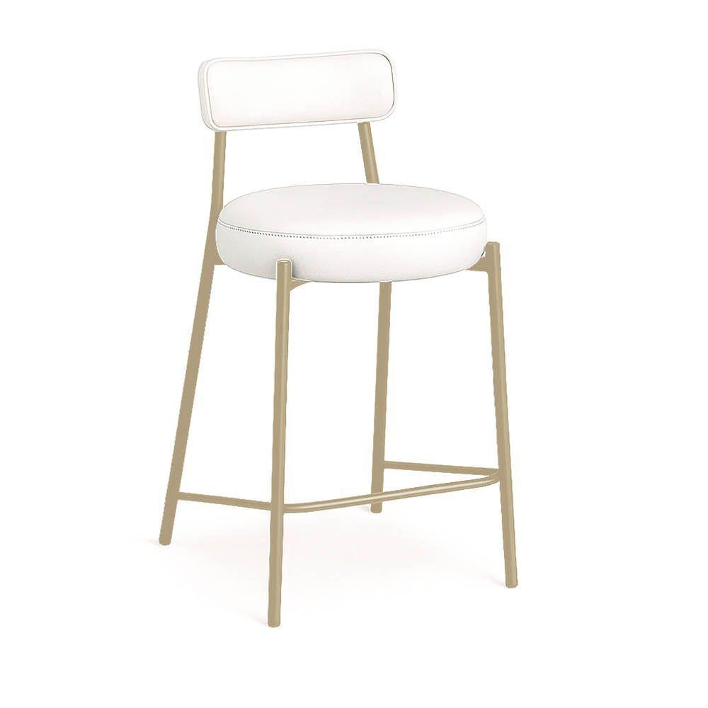 Banqueta Cozinha Alta Com Encosto Industrial Champanhe Kit 4 Londres Pu D03 - D'rossi Cor Branco - 5