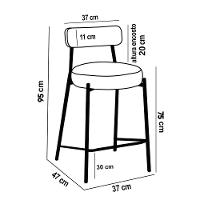 Banqueta Cozinha Alta Com Encosto Industrial Champanhe Kit 4 Londres Pu D03 - D'rossi Cor Branco