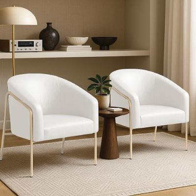 Poltrona Sala Industrial Alta Kit 2 Stella Champanhe Sintético Pu Branco D03 D'Rossi