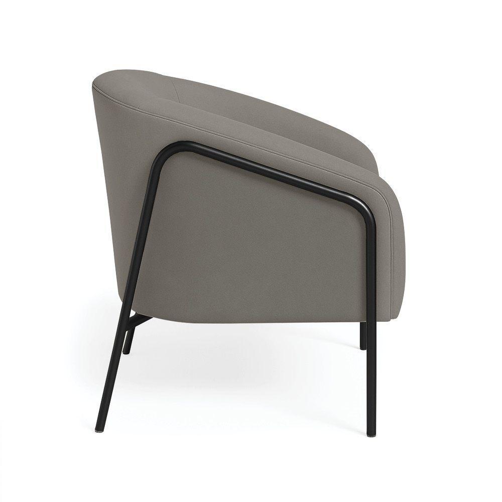 Poltrona Sala Industrial Alta Preto Kit 2 Stella Suede D03 - D'rossi Cor Grafite - 3