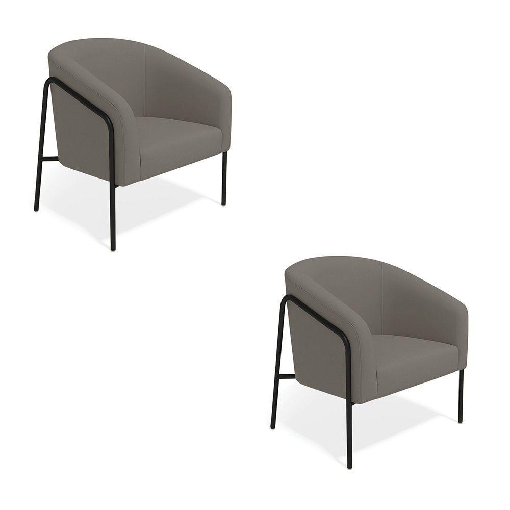 Poltrona Sala Industrial Alta Preto Kit 2 Stella Suede D03 - D'rossi Cor Grafite - 4