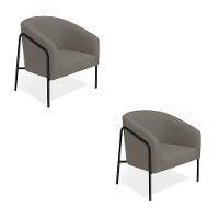 Poltrona Sala Industrial Alta Preto Kit 2 Stella Suede D03 - D'rossi Cor Grafite