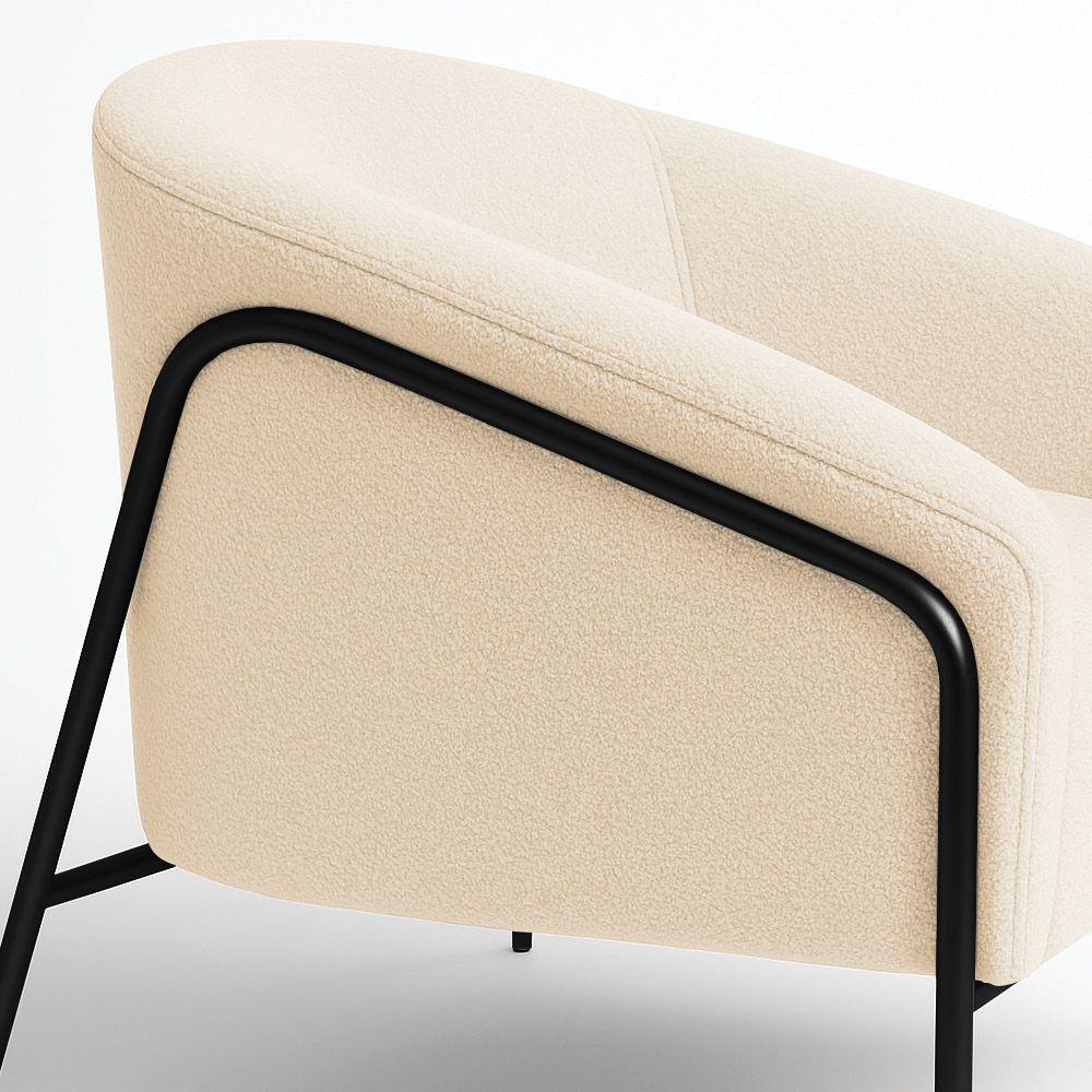 Poltrona Sala Industrial Alta Preto Kit 2 Stella Bouclê Bege D03 - D'rossi - 8