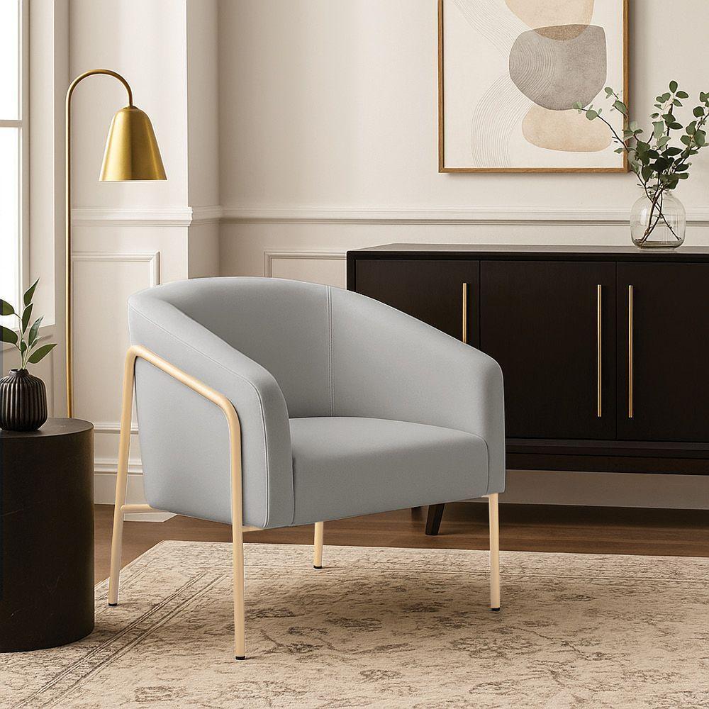 Poltrona Sala Industrial Alta Champanhe Stella Suede D03 - D'rossi Cor Cinza - 1