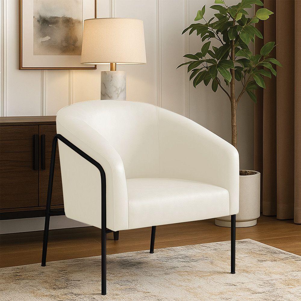 Poltrona Sala Industrial Alta Preto Stella Sintético Pu Bege D03 - D'rossi - 1