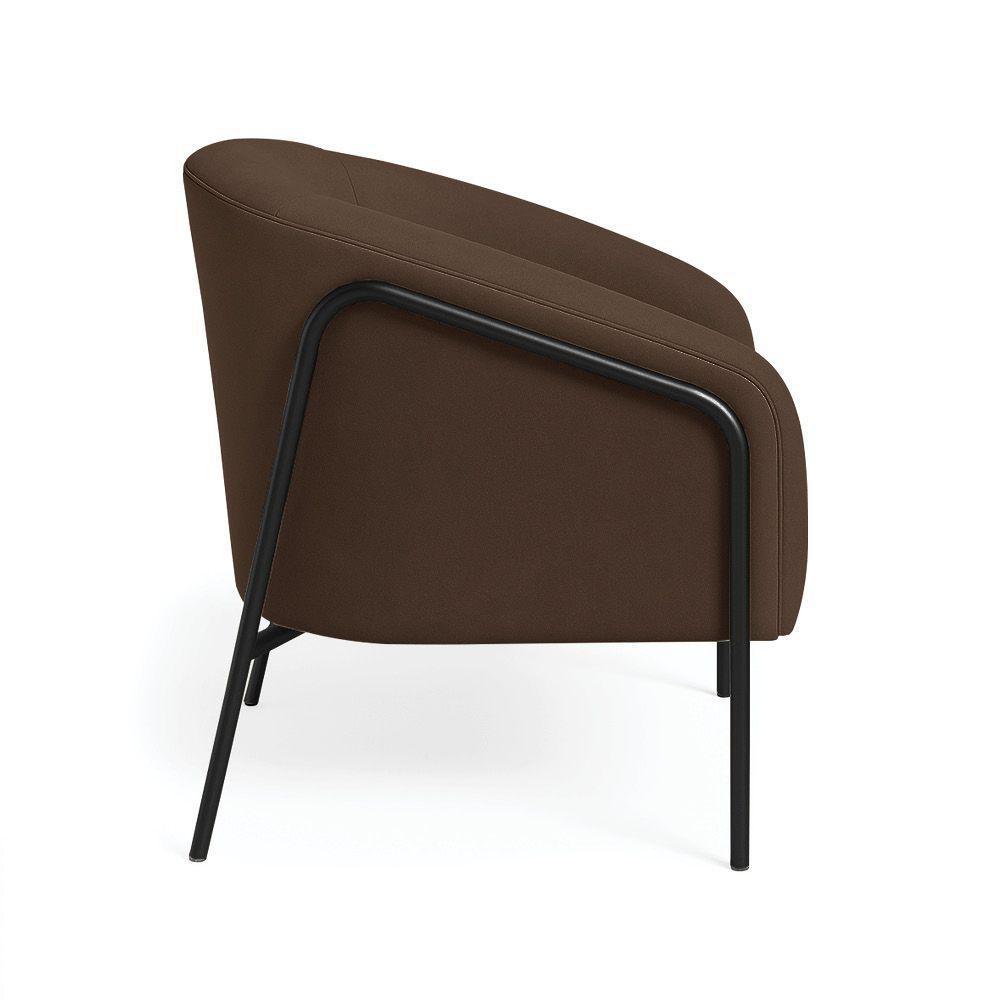 Poltrona Sala Industrial Alta Preto Kit 2 Stella Suede D03 - D'rossi Cor Marrom - 6