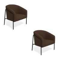 Poltrona Sala Industrial Alta Preto Kit 2 Stella Suede D03 - D'rossi Cor Marrom - 2