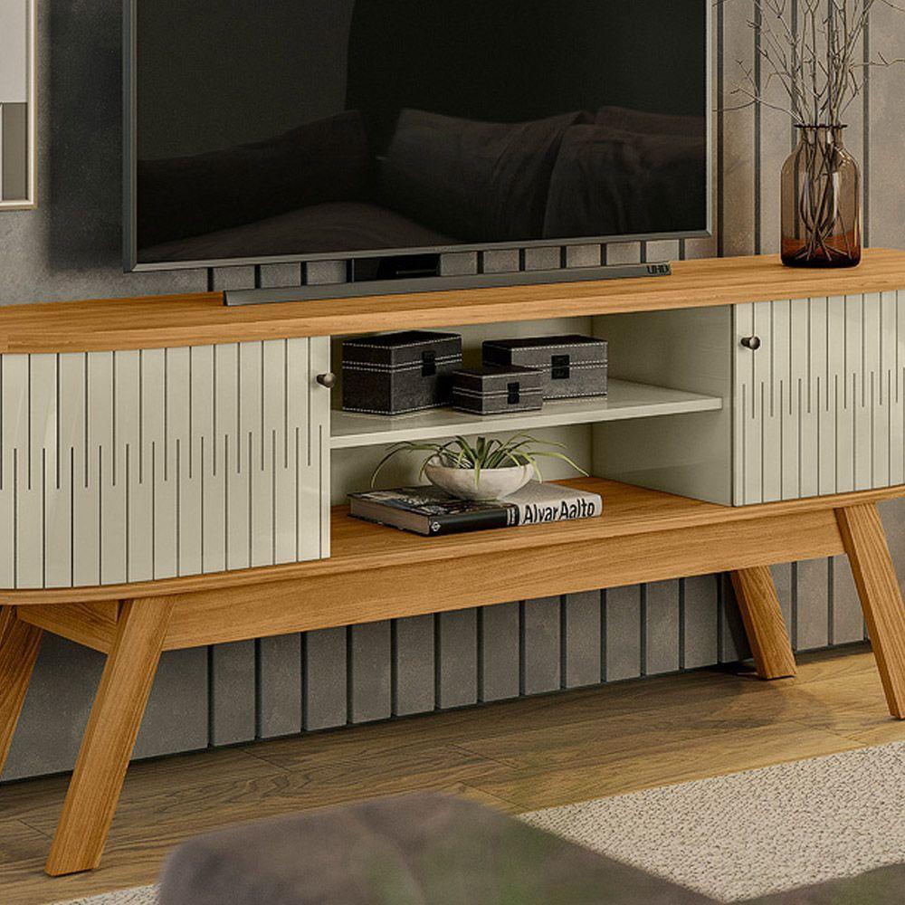 Rack Tv 75 Pol 183cm Bancada Para Sala Enzari M20 - D'rossi Cor Cumaru E Opala - 4