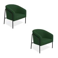 Poltrona Sala Industrial Alta Preto Kit 2 Stella Suede D03 - D'rossi Cor Verde