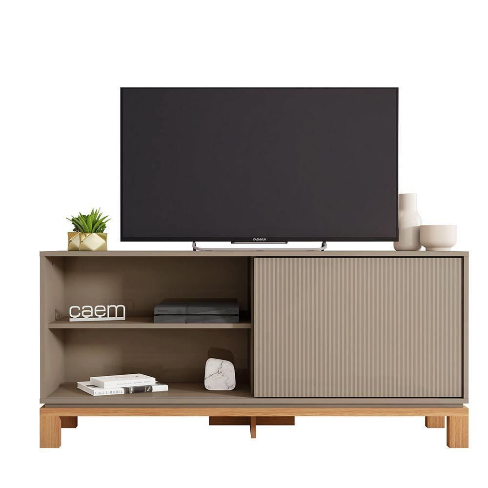 Rack Bancada Tv Para Sala De Estar 136cm Visari C01 - D'rossi Cor Marrom/freijó - 2