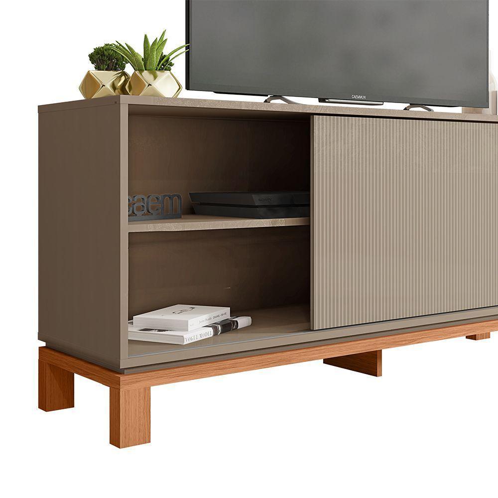 Rack Bancada Tv Para Sala De Estar 136cm Visari C01 - D'rossi Cor Marrom/freijó - 5
