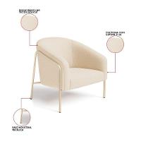 Poltrona Sala Industrial Alta Champanhe Stella Bouclê D03 - D'rossi Cor Bege - 3