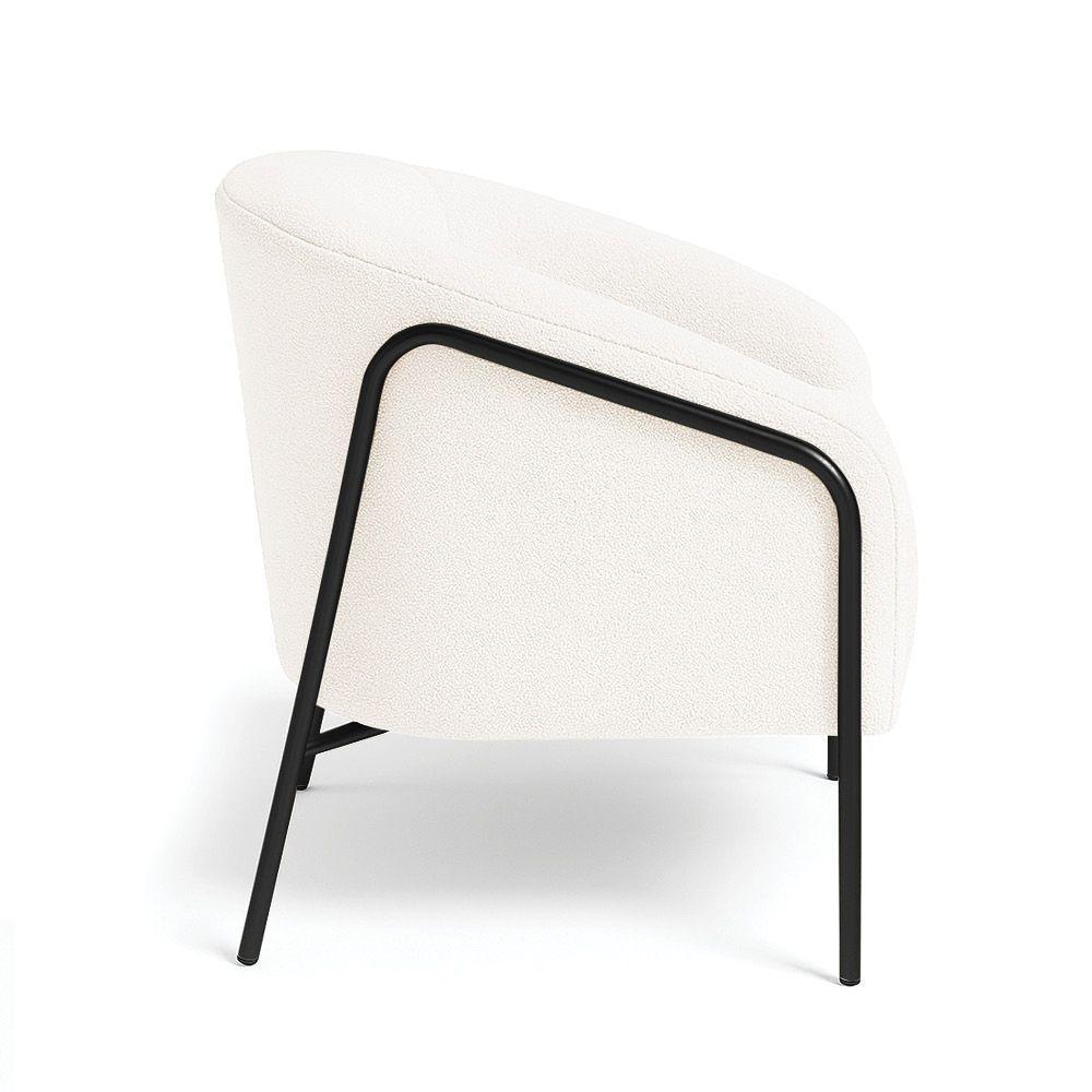 Poltrona Sala Industrial Alta Preto Kit 2 Stella Bouclê Off White D03 - D'rossi - 6