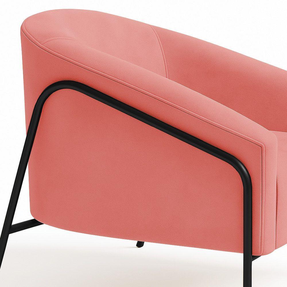 Poltrona Sala Industrial Alta Preto Stella Suede D03 - D'rossi Cor Rose - 7