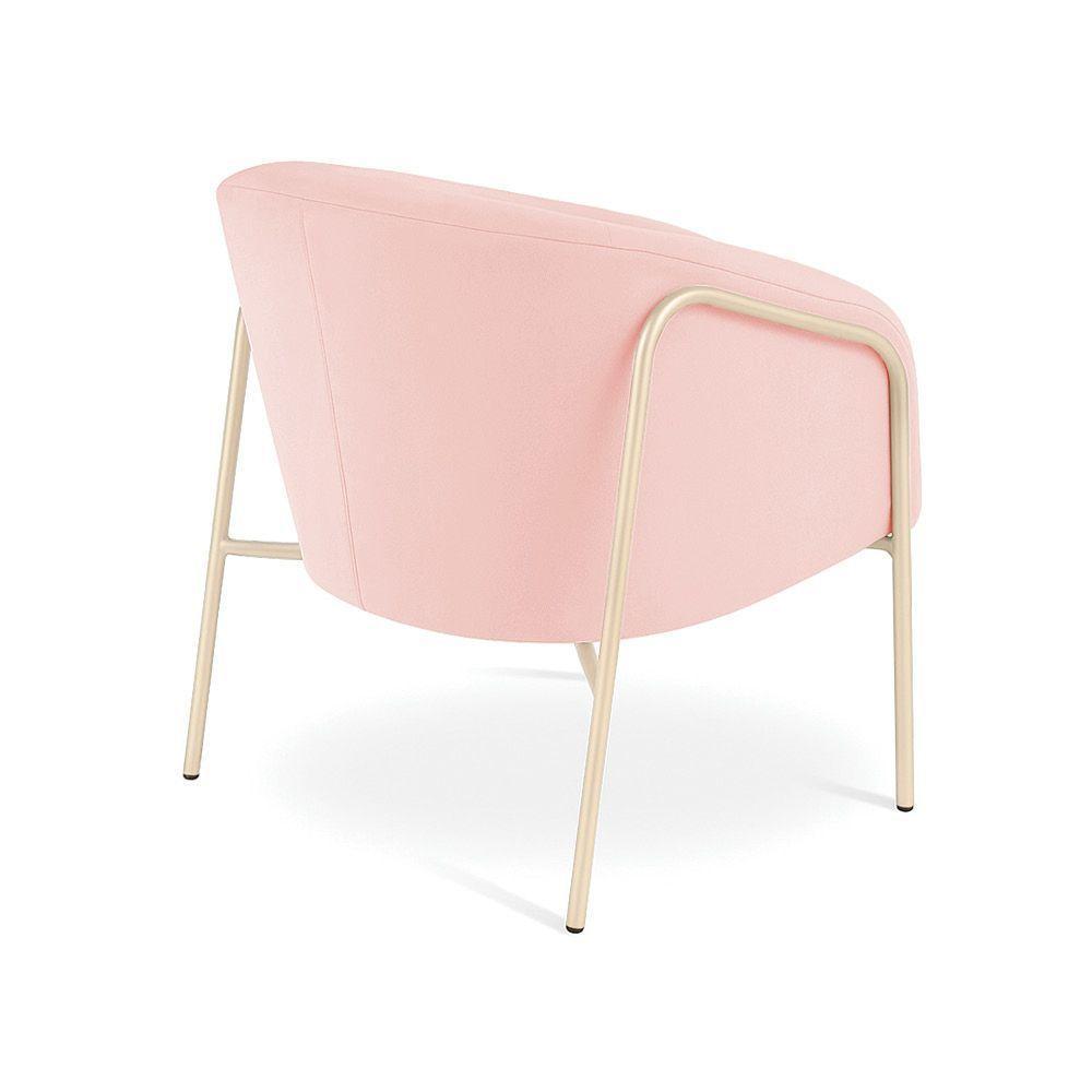Poltrona Sala Industrial Alta Champanhe Stella Suede D03 - D'rossi Cor Rosa Bebê - 3