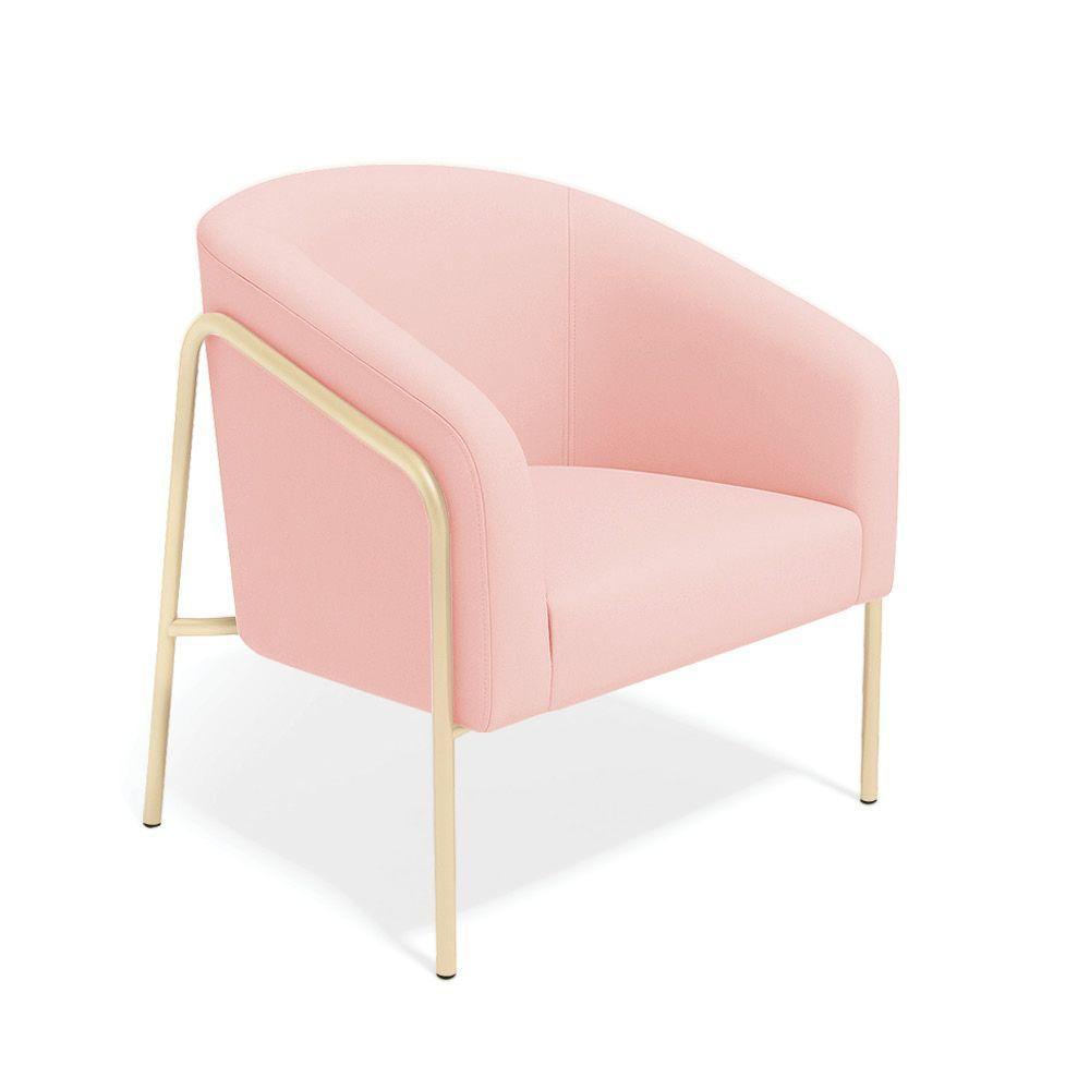 Poltrona Sala Industrial Alta Champanhe Stella Suede D03 - D'rossi Cor Rosa Bebê - 5