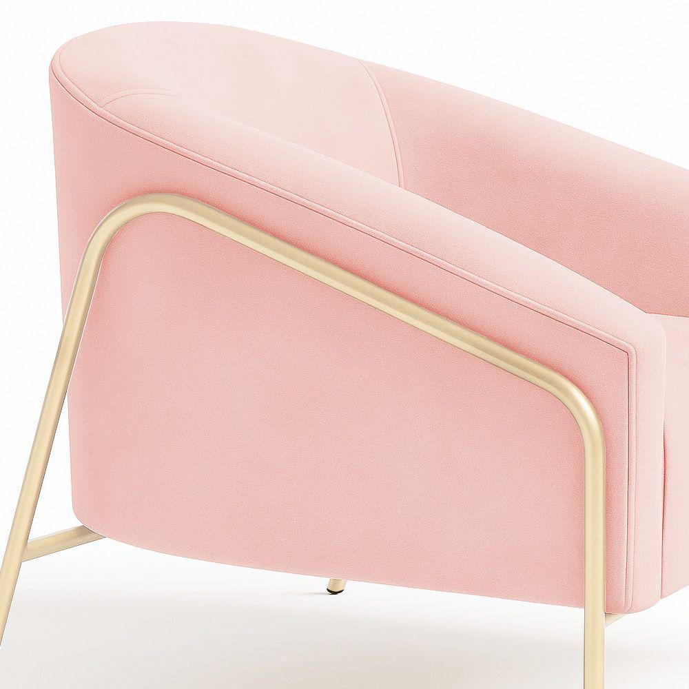 Poltrona Sala Industrial Alta Champanhe Stella Suede D03 - D'rossi Cor Rosa Bebê - 7
