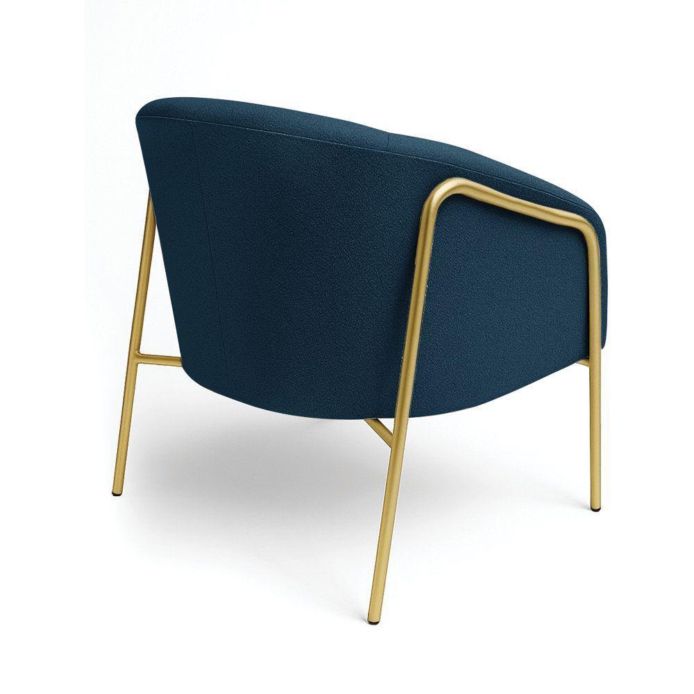 Poltrona Sala Industrial Alta Dourado Kit 2 Stella Bouclê D03 - D'rossi Cor Azul - 8