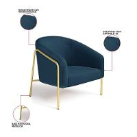 Poltrona Sala Industrial Alta Dourado Kit 2 Stella Bouclê D03 - D'rossi Cor Azul - 3