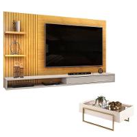 Painel Para Tv Suspenso Bento Cedro Bali E Mesa De Centro Pilar Bali – Dj Móveis - 1