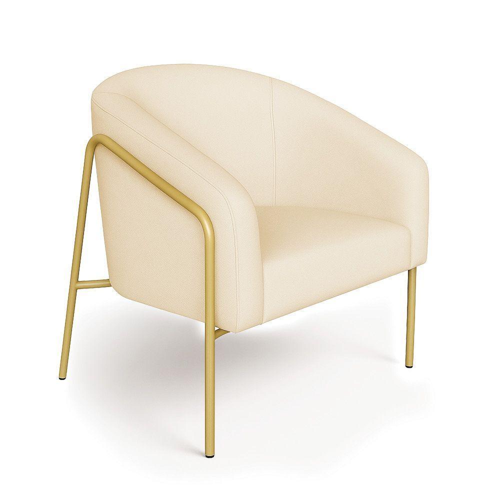 Poltrona Sala Industrial Alta Dourado Stella Linho D03 - D'rossi Cor Bege - 2