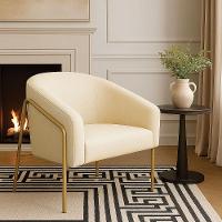 Poltrona Sala Industrial Alta Dourado Stella Linho D03 - D'rossi Cor Bege - 1