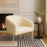 Poltrona Sala Industrial Alta Champanhe Stella Linho Bege D03 - D'rossi - 1