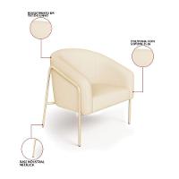 Poltrona Sala Industrial Alta Champanhe Stella Linho Bege D03 - D'rossi - 3