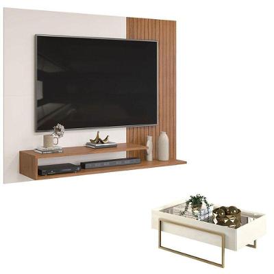 Painel Para Tv Nando Freijó Off White E Mesa De Centro Petri Off White – Dj Móveis