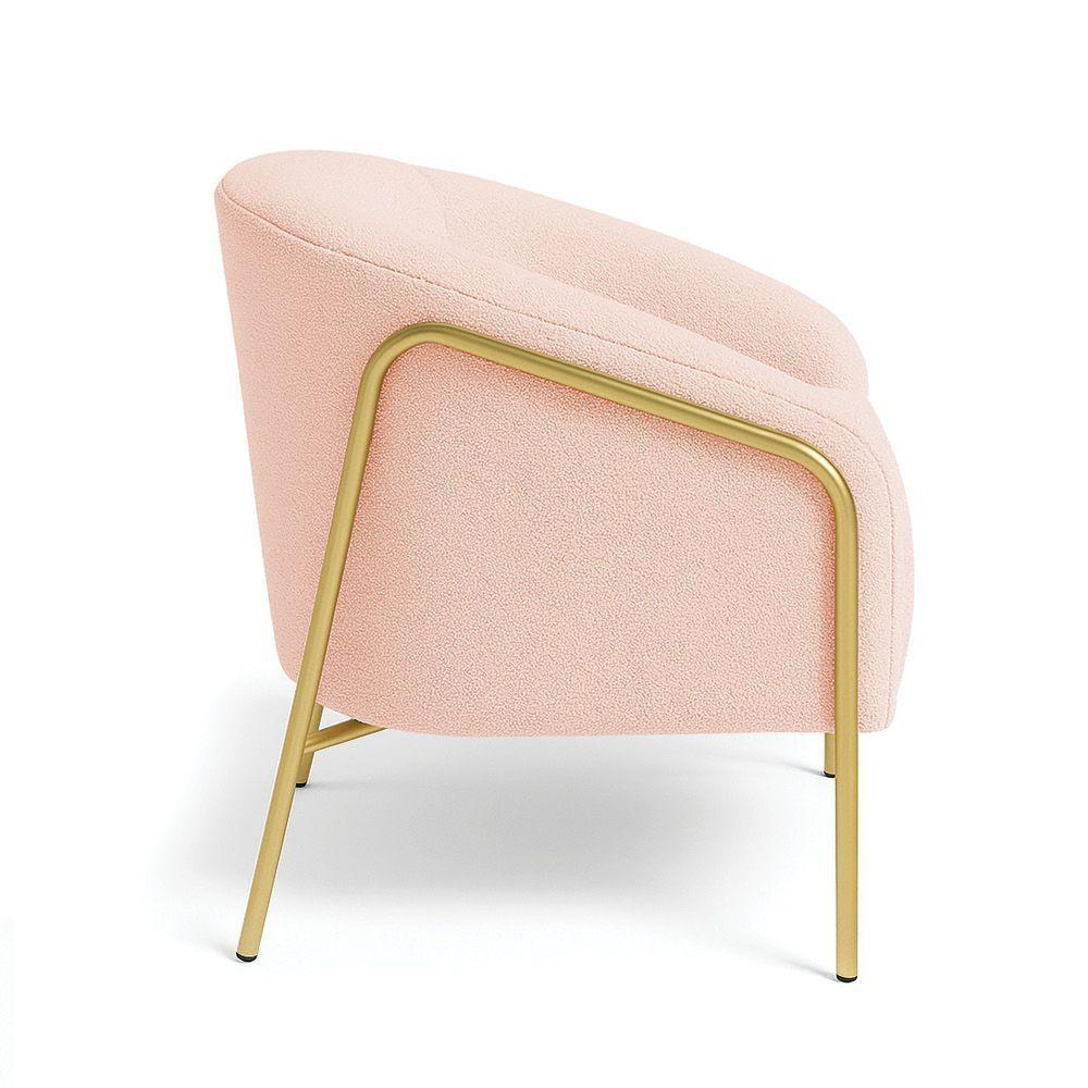 Poltrona Sala Industrial Alta Dourado Kit 2 Stella Bouclê D03 - D'rossi Cor Rose - 6