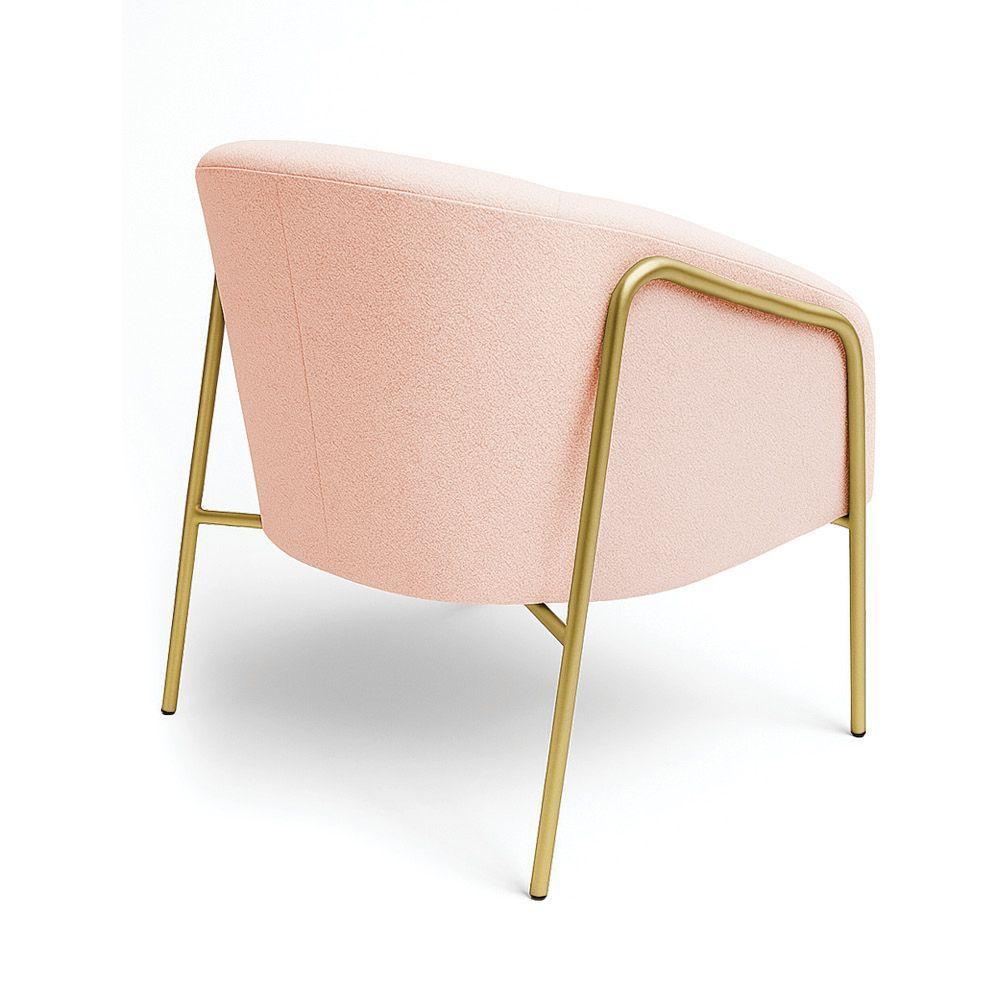 Poltrona Sala Industrial Alta Dourado Kit 2 Stella Bouclê D03 - D'rossi Cor Rose - 7